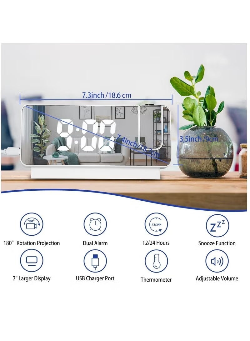 Arabest Digital Alarm Clock for Bedroom with USB Charger Port, Digital Clock with 180° Projector on Ceiling, 12/24H, Snooze, Dual Alarm Clock for Heavy Sleeper Kids Elderly - Image 2