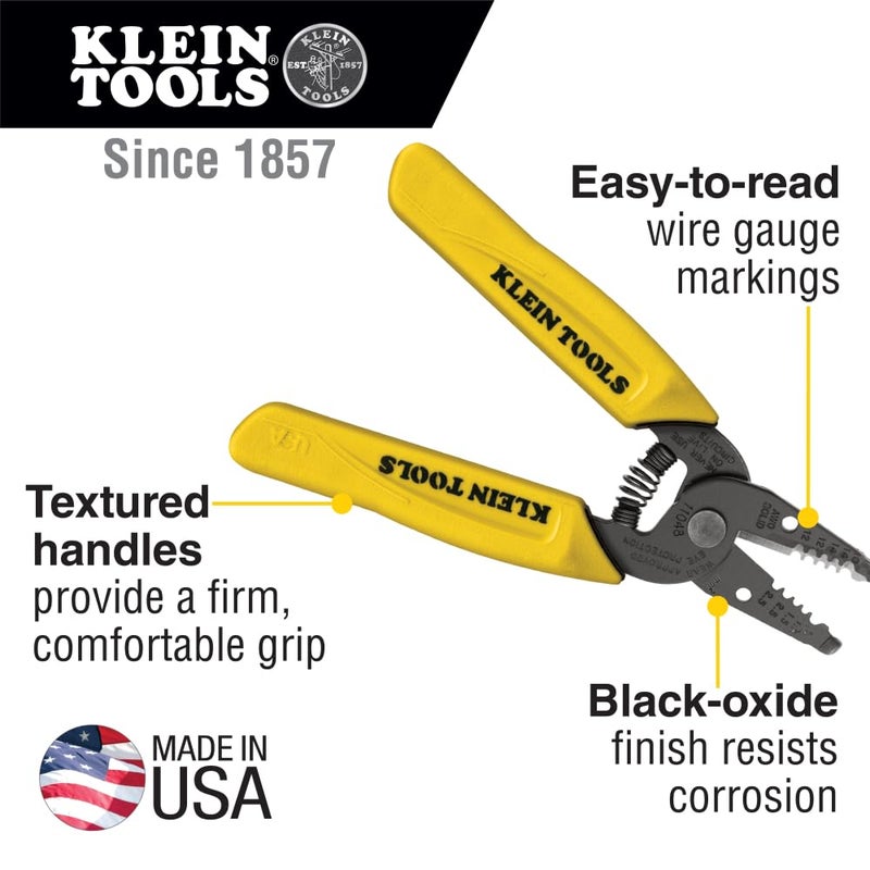 Klein Tools 11048 Dual Wire Stripper Cutter for Solid Wire, Made in USA - Image 3
