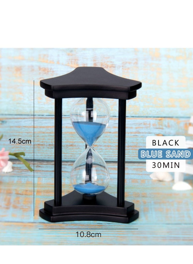 Generic - Sandglass 30 minute Timer Hourglass for Ornament Sand Clock Crafts  Decoration New Year Birthday Tea Coffee Table Book Shelf School Game Wooden Frame Sand Timer Blue - Image 1
