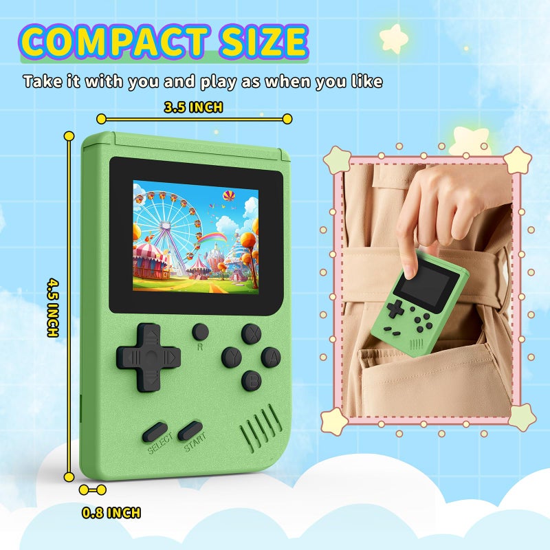 AQHH Retro Gaming Console  Portable Video Game Console With 3.0 Inch Ips Screen And Preloaded 400 Classic Video Games  Mini Retro Handheld Game Console (Chartreuse) - Image 5