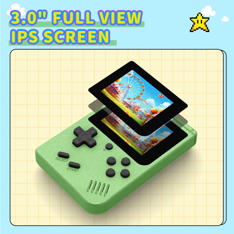 AQHH Retro Gaming Console  Portable Video Game Console With 3.0 Inch Ips Screen And Preloaded 400 Classic Video Games  Mini Retro Handheld Game Console (Chartreuse) - Image 4