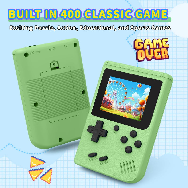 AQHH Retro Gaming Console  Portable Video Game Console With 3.0 Inch Ips Screen And Preloaded 400 Classic Video Games  Mini Retro Handheld Game Console (Chartreuse) - Image 3