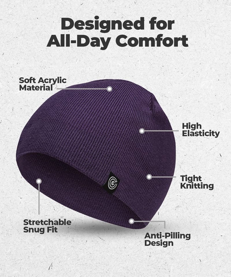 Revony Original Beanie Cap - Soft Knit Beanie Hat - Warm and Durable (Purple) - Image 4