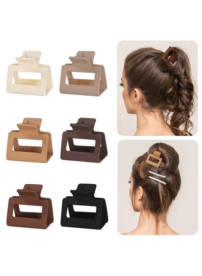 Bakefy-6 Pcs Hair Clips: 2" Matte Claw & Square/Rectangular Jaw Clips for Thin/Thick Hair, Women & Girls - Image 5