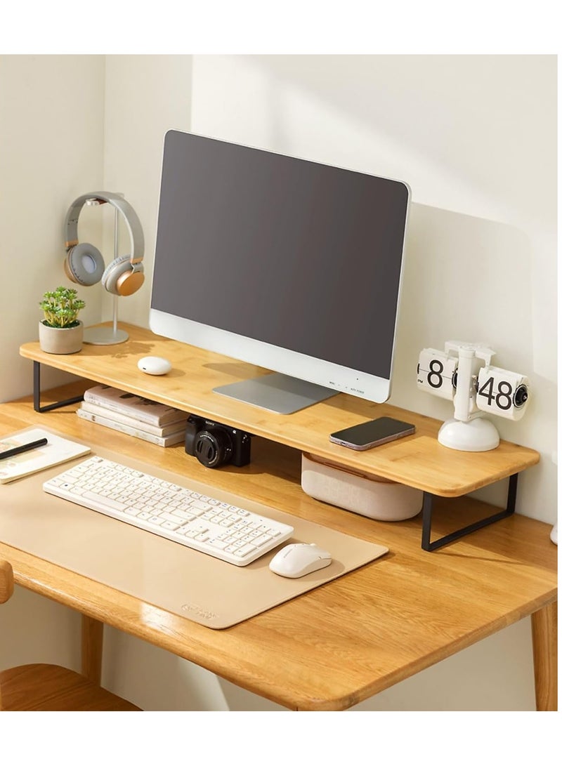 Rubik Monitor Riser Stand, Desk Organizer Ergonomic Elevated Rack for Laptop Computer, Home and Office Use (Beige, 100x26x12cm) - Image 1
