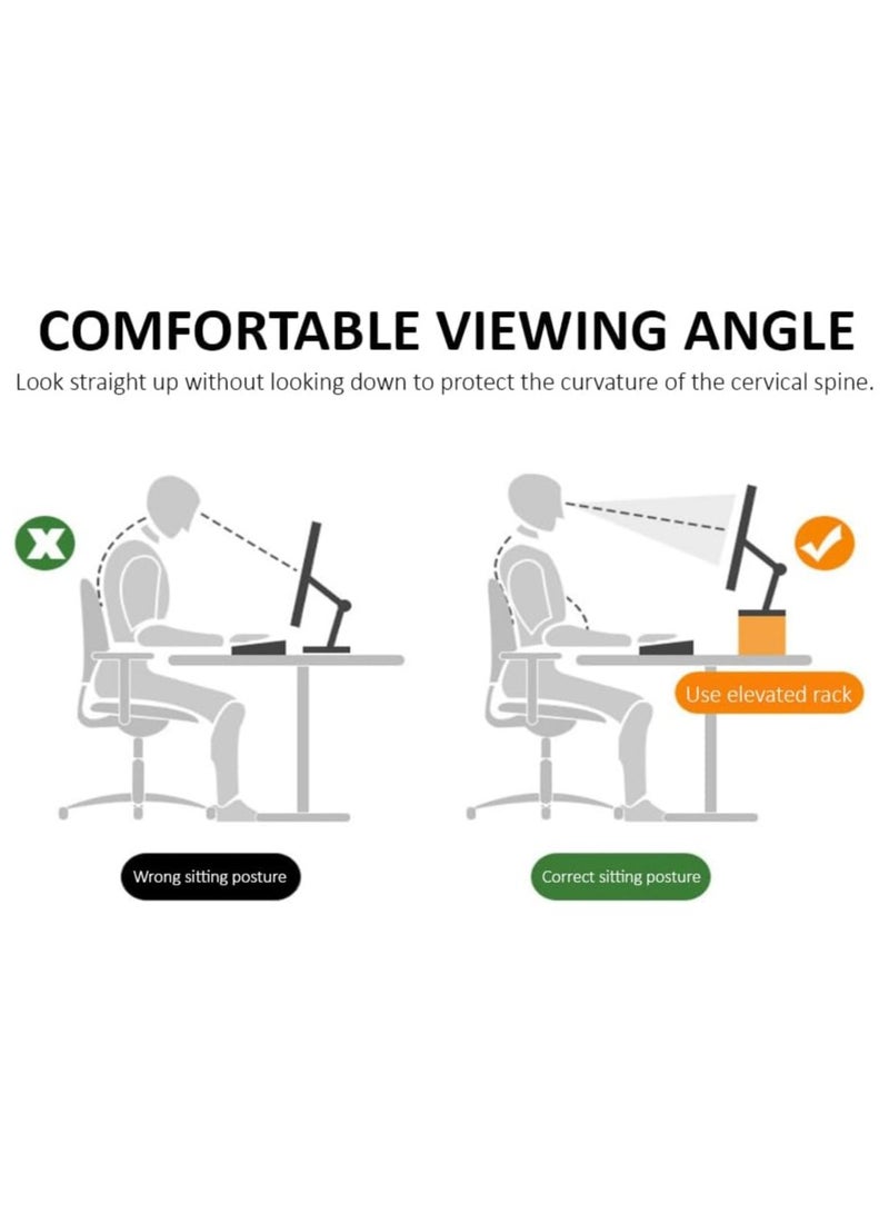 Rubik Monitor Riser Stand, Desk Organizer Ergonomic Elevated Rack for Laptop Computer, Home and Office Use (Beige, 100x26x12cm) - Image 4