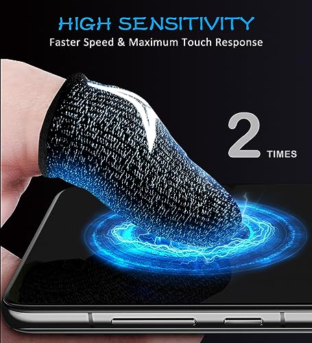 Nuozme 12 Pack Gaming Finger Sleeves for Mobile Gaming, 0.3mm Silver Fiber, Smooth Operation, Anti-Sweat, Extremely Thin, Nuozme Finger Sleeves Fit Mobile Phone Tablet Devices(Black) - Image 4