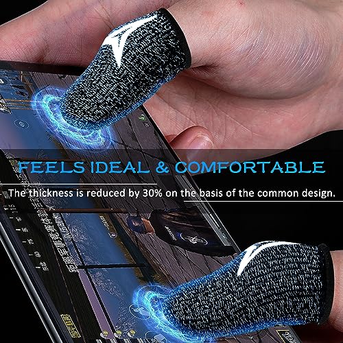 Nuozme 12 Pack Gaming Finger Sleeves for Mobile Gaming, 0.3mm Silver Fiber, Smooth Operation, Anti-Sweat, Extremely Thin, Nuozme Finger Sleeves Fit Mobile Phone Tablet Devices(Black) - Image 5