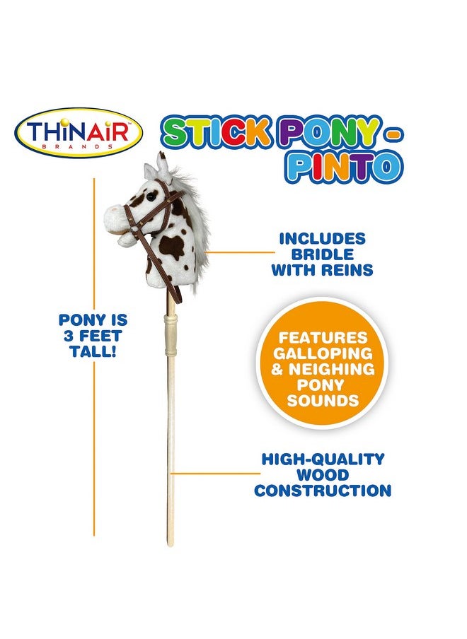 Nature Bound Nature Bound Stick Horse | Plush Handcrafted Hobby Horse | Stick Pony Provides Fun Pretend Play for Toddlers & Preschoolers | Handsewn, Wood, Sound Effects | Pinto Style  - Image 3