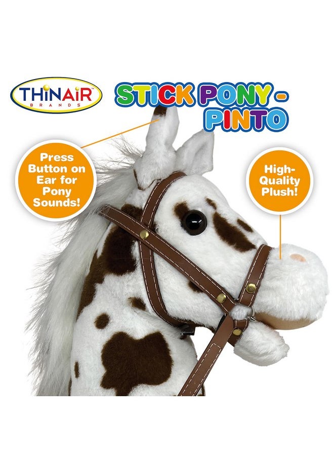 Nature Bound Nature Bound Stick Horse | Plush Handcrafted Hobby Horse | Stick Pony Provides Fun Pretend Play for Toddlers & Preschoolers | Handsewn, Wood, Sound Effects | Pinto Style  - Image 2