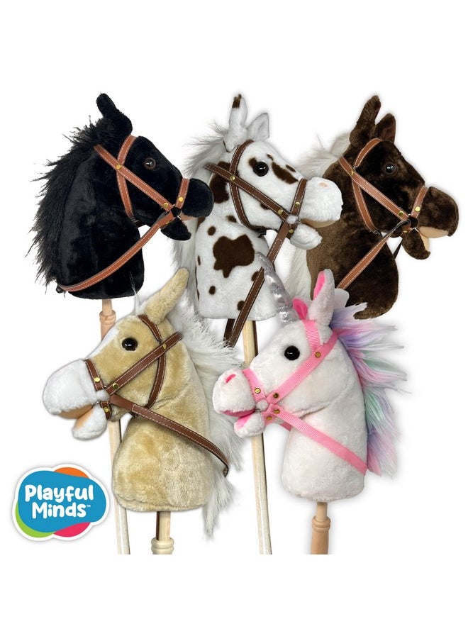 Nature Bound Nature Bound Stick Horse | Plush Handcrafted Hobby Horse | Stick Pony Provides Fun Pretend Play for Toddlers & Preschoolers | Handsewn, Wood, Sound Effects | Pinto Style  - Image 4