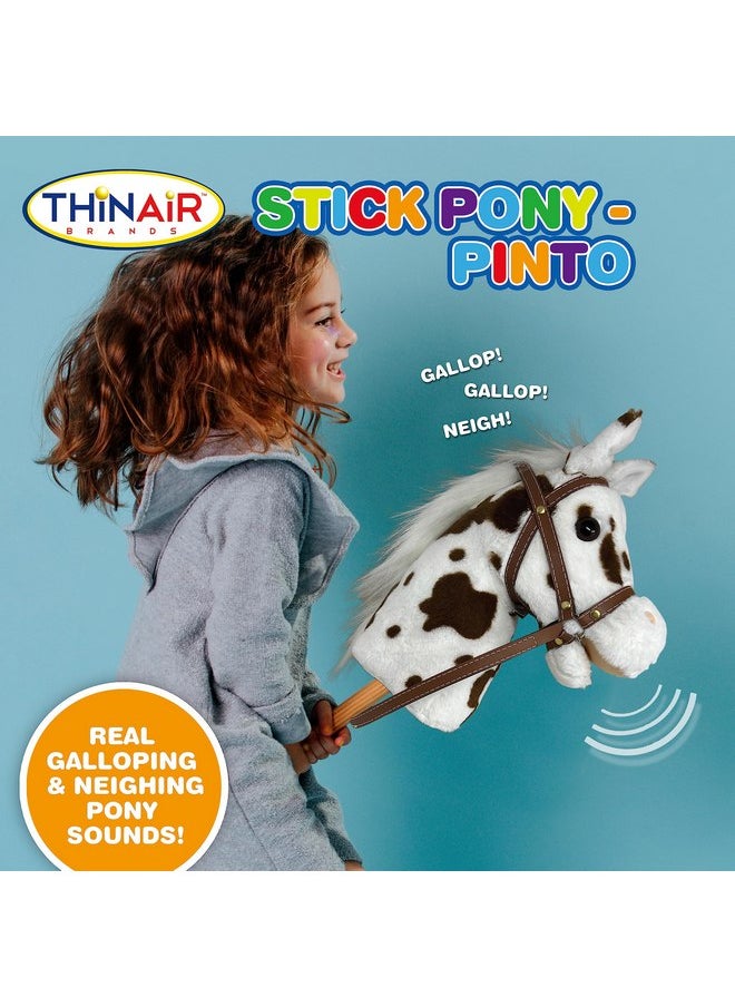 Nature Bound Nature Bound Stick Horse | Plush Handcrafted Hobby Horse | Stick Pony Provides Fun Pretend Play for Toddlers & Preschoolers | Handsewn, Wood, Sound Effects | Pinto Style  - Image 5
