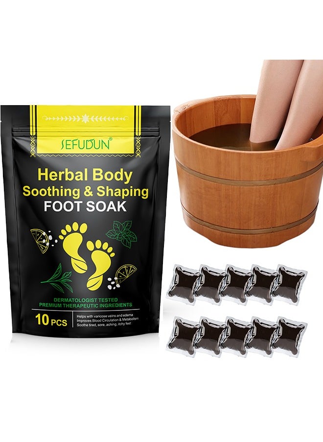 Sefudun 10PCS Herbal Foot Cleaning Soak Beads, Herbal Body Detox Foot Soak, Foot Spa Pedicure With Bath Salt, Foot Cream, Foot Scrub, Natural Herbal Foot Massage Beads For Men And Women  - Image 1