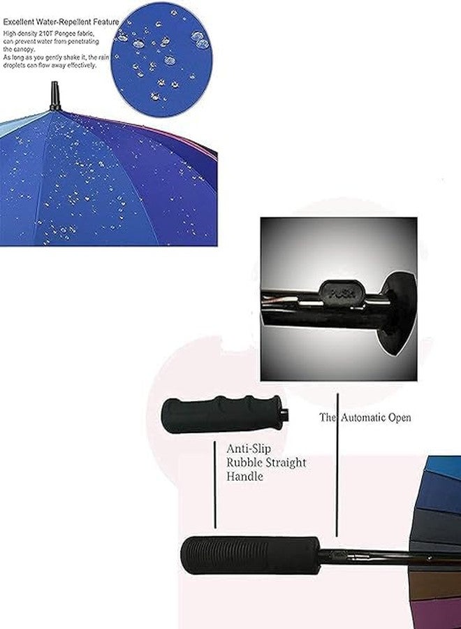 Anasis Windproof Travel Umbrella Teflon Coating Windproof - Oversized Rainbow Folding Travel Umbrella Compact Auto Open Close for Rain Women/Men - Image 2