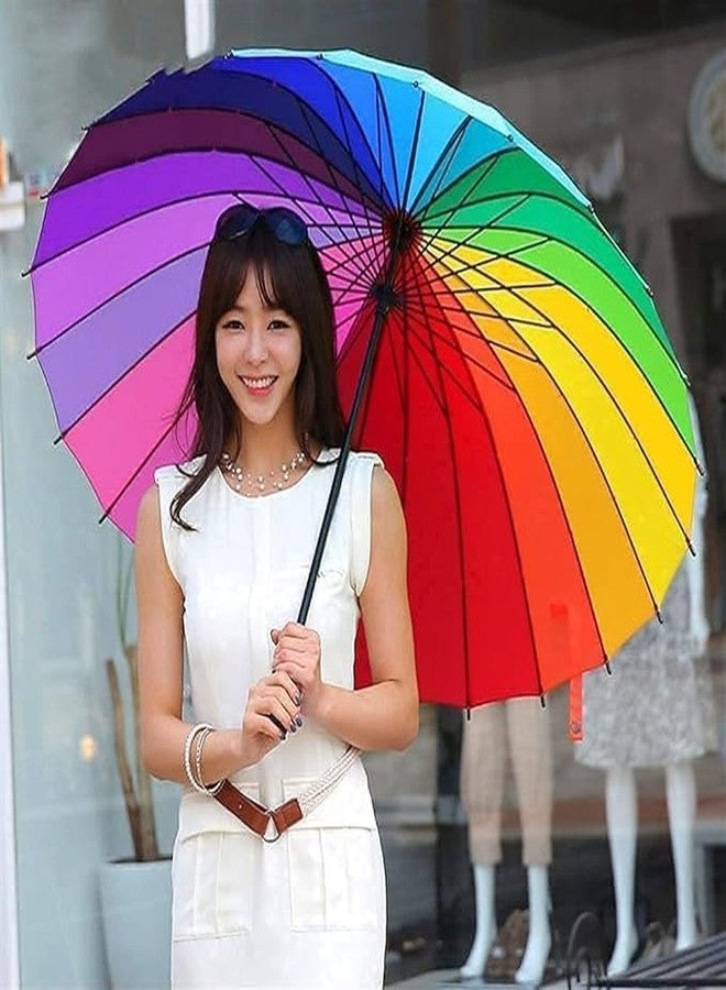 Anasis Windproof Travel Umbrella Teflon Coating Windproof - Oversized Rainbow Folding Travel Umbrella Compact Auto Open Close for Rain Women/Men - Image 4