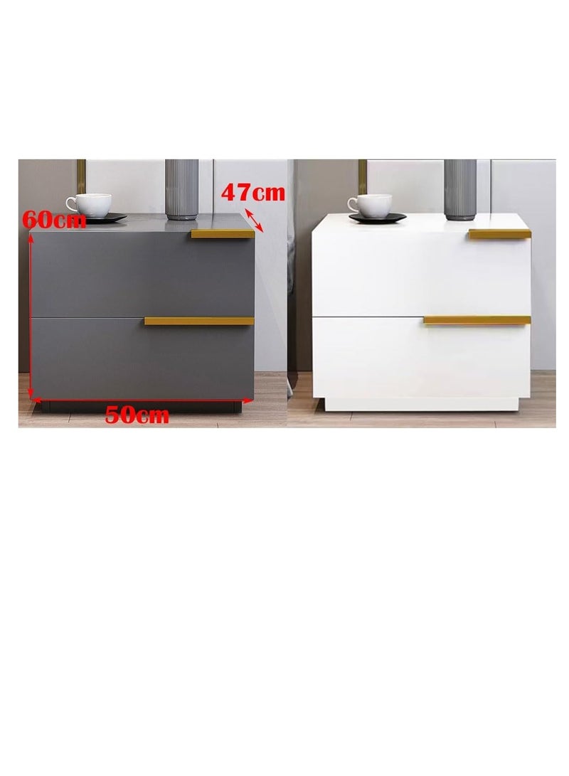 Generic 2 Drawers Nightstand Table Modern Side Table With Drawer For Bedroom Small Space Bedside Table with Storage Living Room Sofa End Table Home Storage Cabinet Desk (CT042-White)  - Image 2