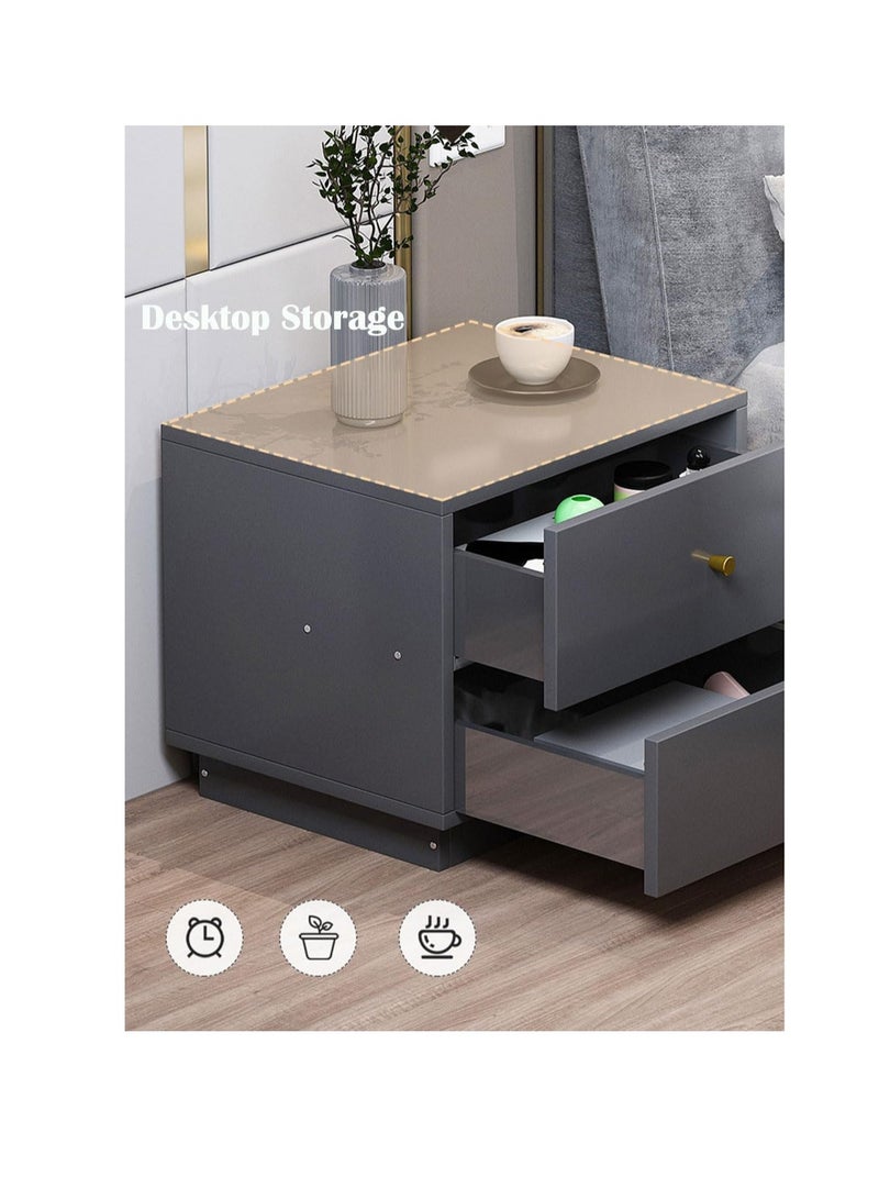 Generic 2 Drawers Nightstand Table Modern Side Table With Drawer For Bedroom Small Space Bedside Table with Storage Living Room Sofa End Table Home Storage Cabinet Desk (CT042-White)  - Image 4