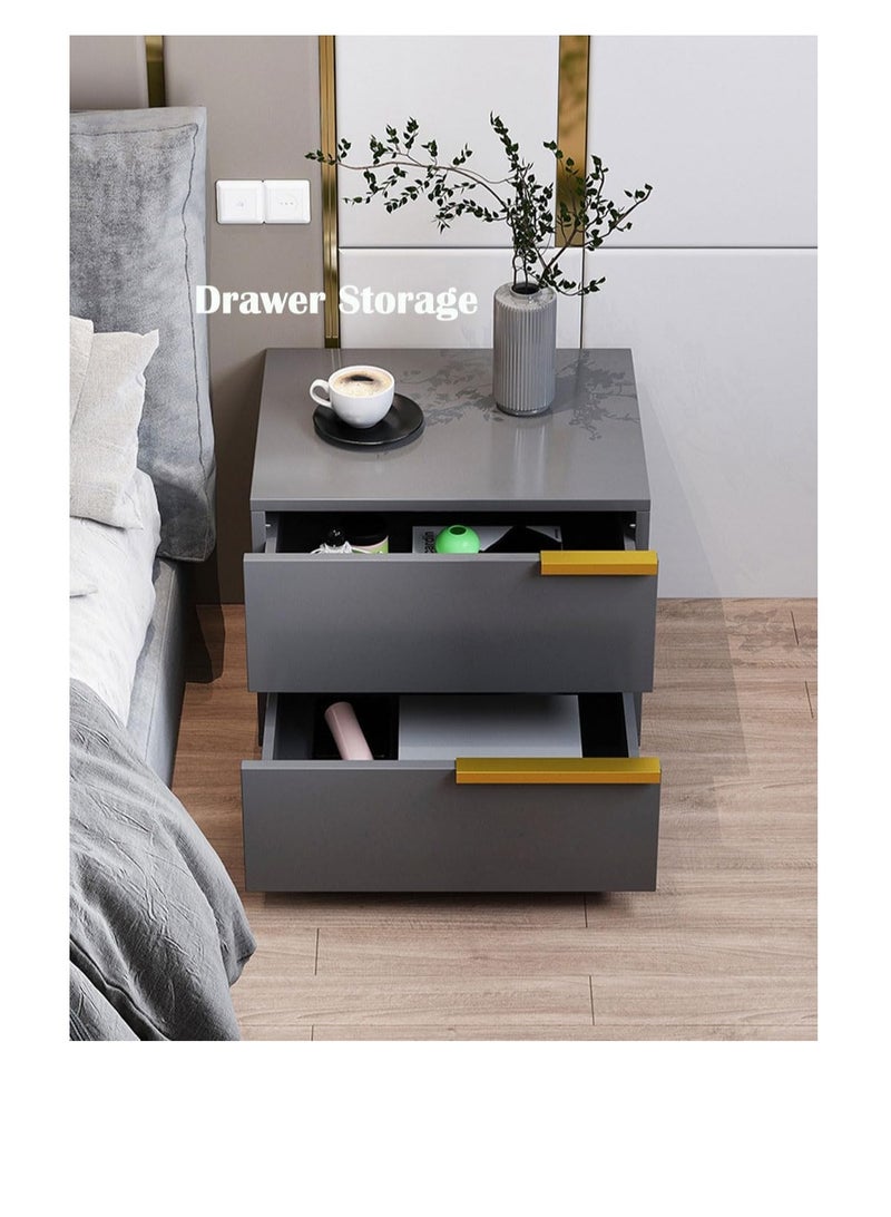 Generic 2 Drawers Nightstand Table Modern Side Table With Drawer For Bedroom Small Space Bedside Table with Storage Living Room Sofa End Table Home Storage Cabinet Desk (CT042-White)  - Image 5