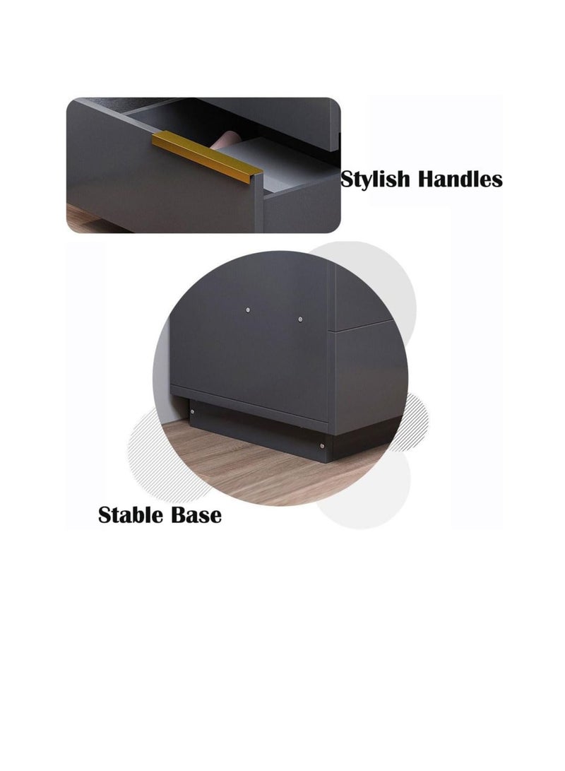 Generic 2 Drawers Nightstand Table Modern Side Table With Drawer For Bedroom Small Space Bedside Table with Storage Living Room Sofa End Table Home Storage Cabinet Desk (CT042-White)  - Image 3