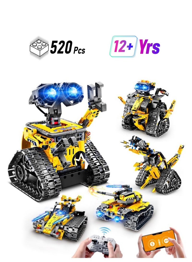 أطفال الهوغوز ألعاب بناء روبوت للأطفال - مجموعة بناء 5 في 1 يتم التحكم فيها عن بعد وتطبيق | ألعاب روبوت/مهندس/ديناصور ميكانيكي يتم التحكم فيها عن بعد للأولاد والبنات من سن 6 إلى 12 عامًا (520 قطعة) - Image 1