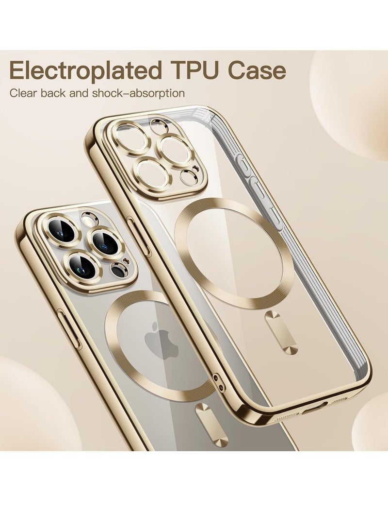 ELTRAZONE Electroplated Case for iPhone 15 Pro Max 6.7-Inch, Camera Lens Full Protection, Compatible with MagSafe Wireless Charging, Shockproof Soft TPU Phone Cover (Gold) - Image 3