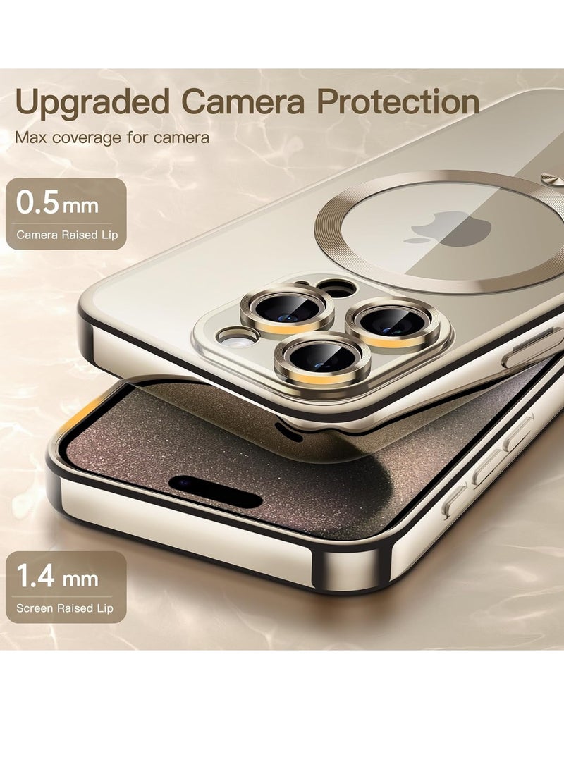 ELTRAZONE Electroplated Case for iPhone 15 Pro Max 6.7-Inch, Camera Lens Full Protection, Compatible with MagSafe Wireless Charging, Shockproof Soft TPU Phone Cover (Gold) - Image 5