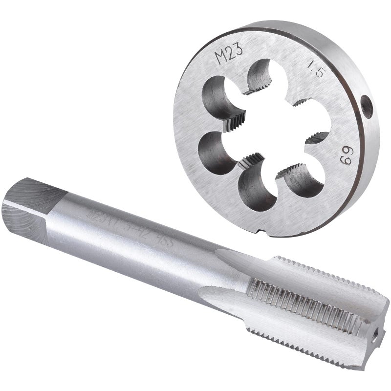 Burkit M23 X 15 Tap and Die Set M23 x 15 Machine Thread Tap and Round Die Right Hand