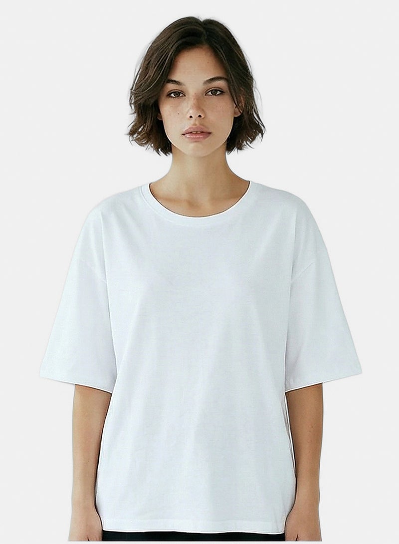 RAVIN Women Essential White Oversized Crew Neck T-Shirt - Image 1