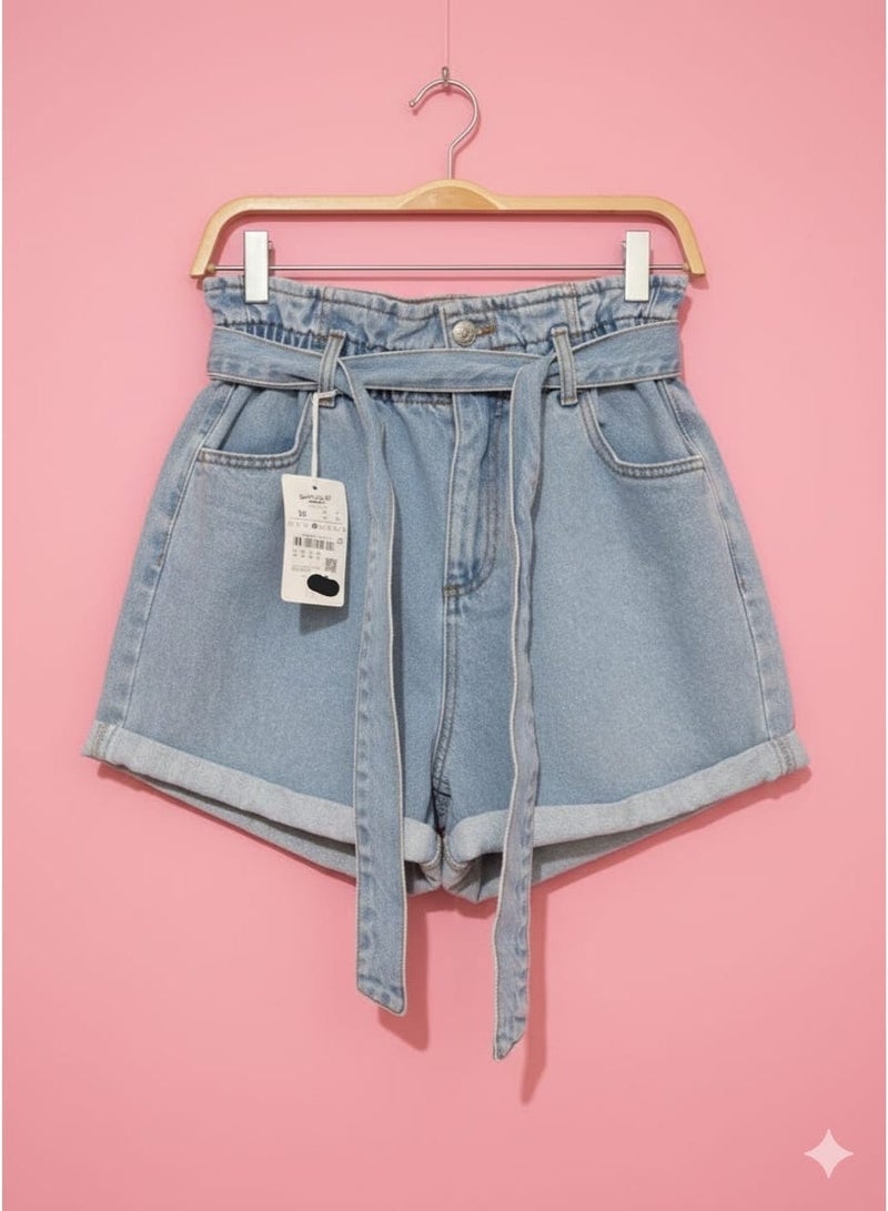 Don't Call Me Jennyfer Jeans Shorts with Matching Belt - Light Blue - Image 1