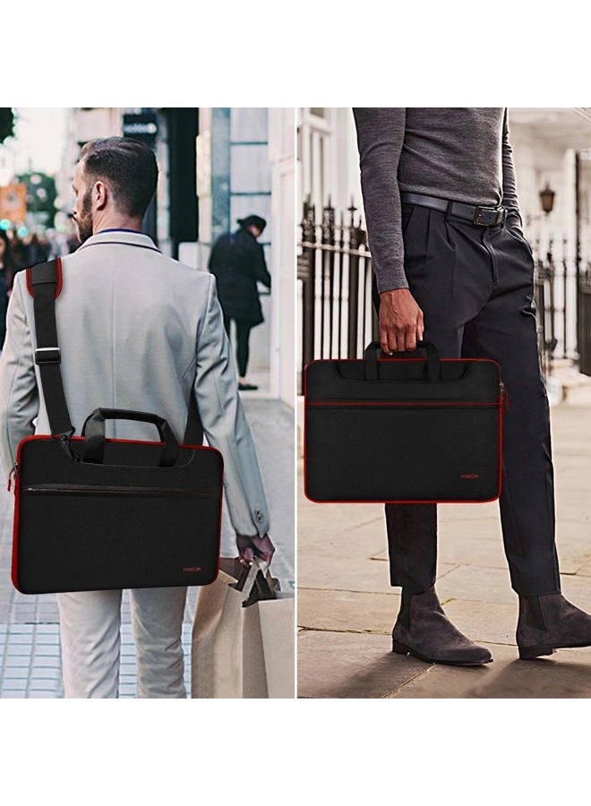 Hseok Slim Laptop Shoulder Bag 13-14 inch HandBag with Small Case Compatible with MacBook Pro 14" M3 M2 M1 2024-2021, All Model 13.3" MacBook Air/Pro, XPS 13/14 Most 13"-14" Notebooks,Red Zipper - Image 2