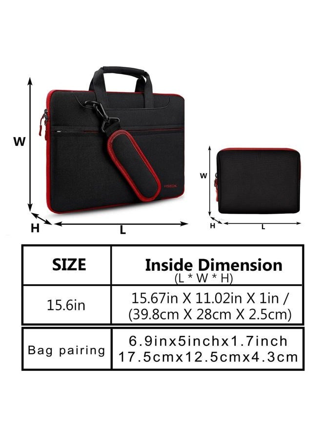 Hseok Slim Laptop Shoulder Bag 13-14 inch HandBag with Small Case Compatible with MacBook Pro 14" M3 M2 M1 2024-2021, All Model 13.3" MacBook Air/Pro, XPS 13/14 Most 13"-14" Notebooks,Red Zipper - Image 3