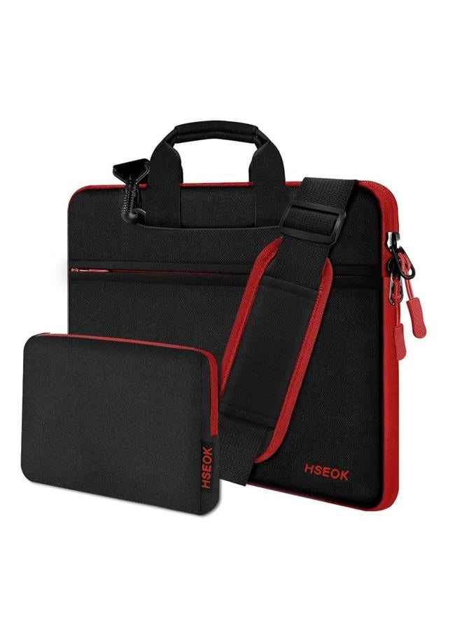 Hseok Slim Laptop Shoulder Bag 13-14 inch HandBag with Small Case Compatible with MacBook Pro 14" M3 M2 M1 2024-2021, All Model 13.3" MacBook Air/Pro, XPS 13/14 Most 13"-14" Notebooks,Red Zipper - Image 1
