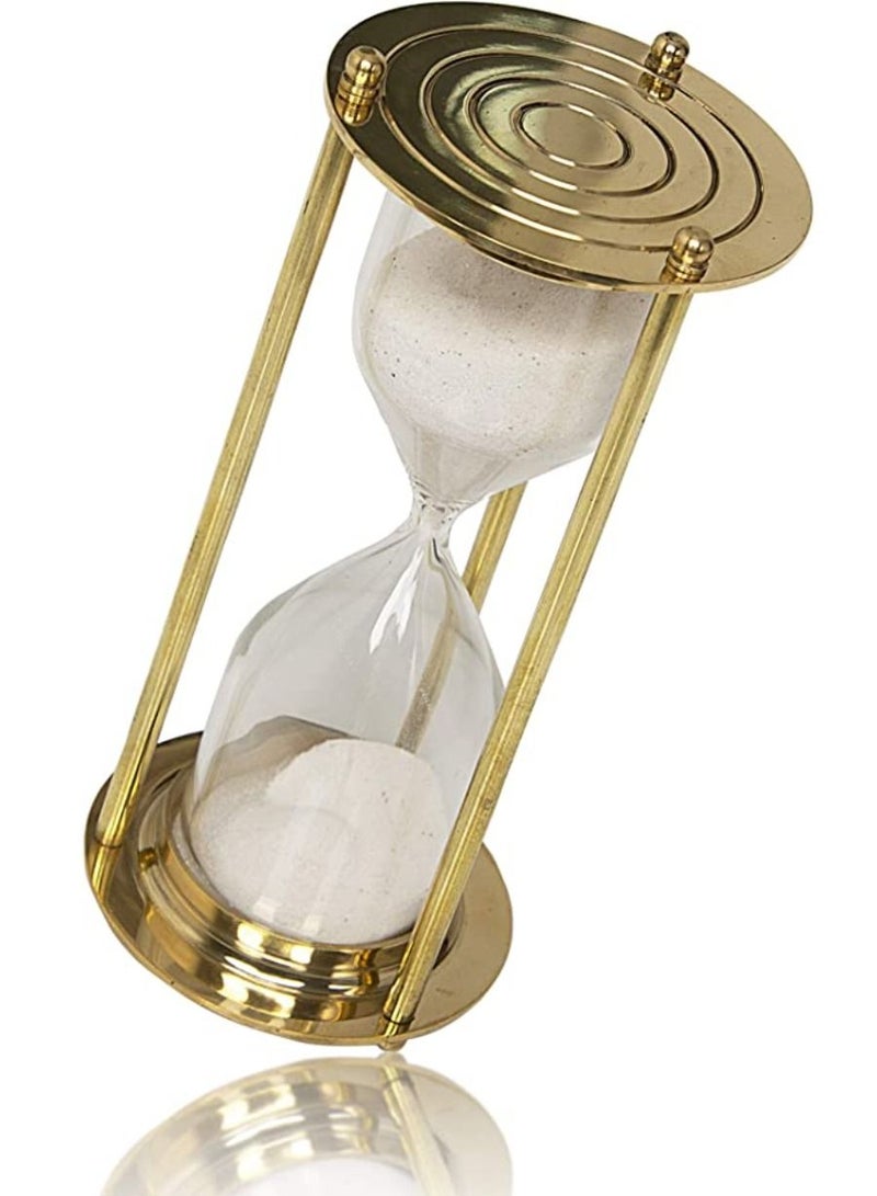 QUESERA Hourglass Sand Timer Clock Brass Vintage Antique Style Nautical Collectors Gift Decorative Souvenir Unique Creative Gifts for Home Office Study Desk - Image 3