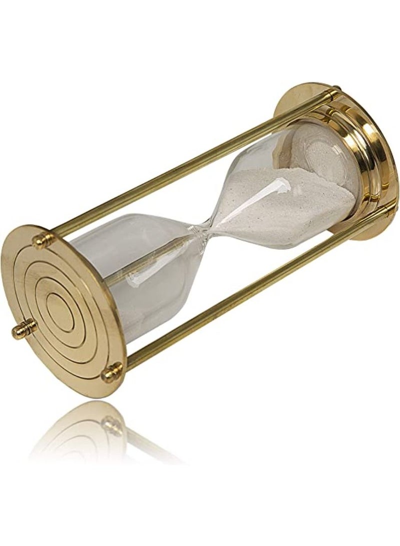 QUESERA Hourglass Sand Timer Clock Brass Vintage Antique Style Nautical Collectors Gift Decorative Souvenir Unique Creative Gifts for Home Office Study Desk - Image 2