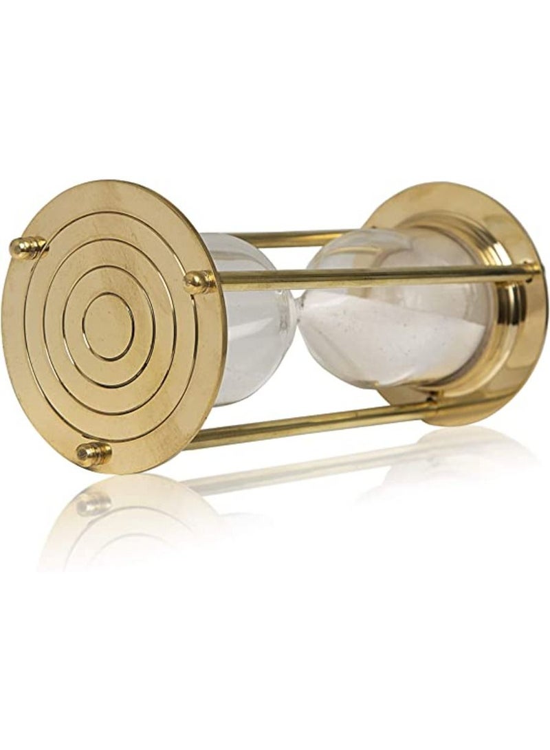 QUESERA Hourglass Sand Timer Clock Brass Vintage Antique Style Nautical Collectors Gift Decorative Souvenir Unique Creative Gifts for Home Office Study Desk - Image 1