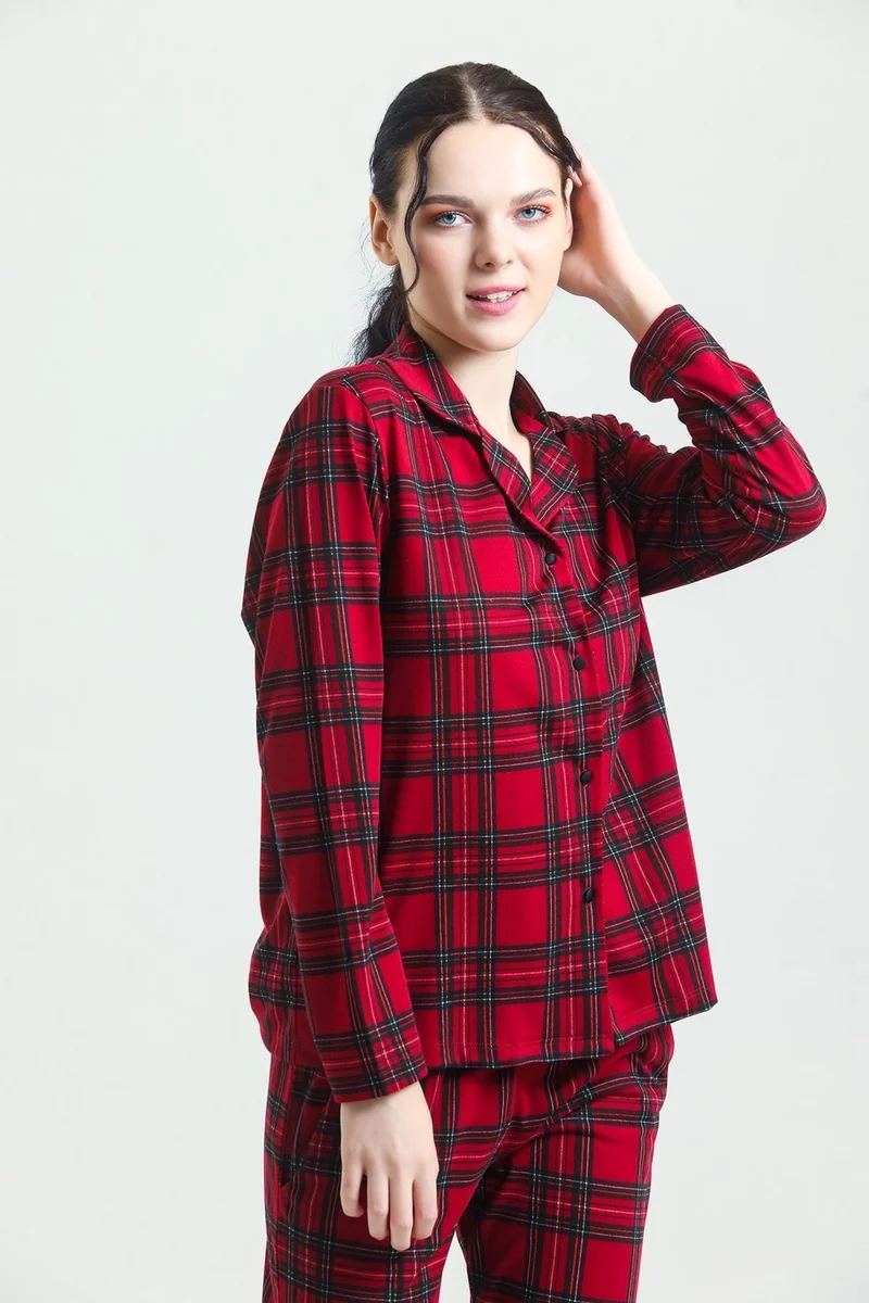 ماجيك فورم 17864 Women's Front Buttoned Pajamas Set- Claret Red
