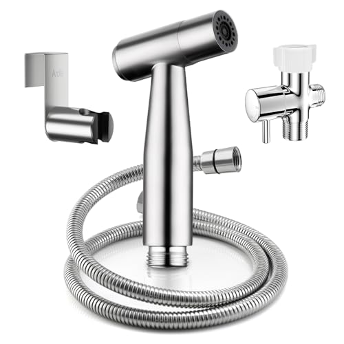 Arofa Hands-Free Handheld Bidet Sprayer for Toilet, Jet Spray Adjustable Water Flow Muslim Shower with Bidet Hose, Stainless Steel Toilet Faucet Kit for Baby Cloth Diaper Cleaning - Image 1