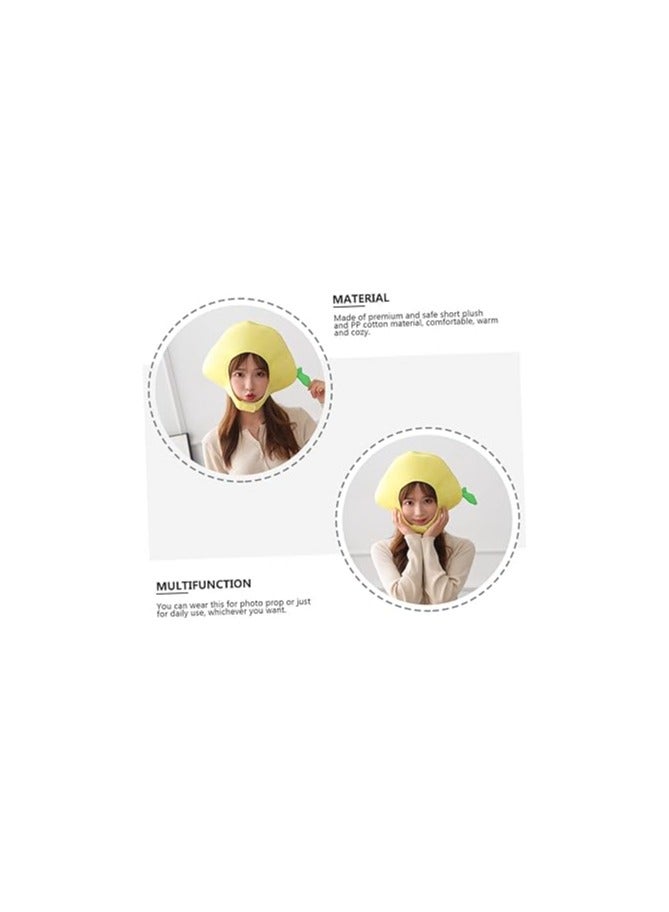 SYOSI Lemon Head Cover, 1 Pack Lemon Hood, Adorable Yellow Lemon Beret for Children, Soft PP Cotton Hood, Comfortable Plush Party Hat, Fun Costume Accessory for Kids, for Dress-Up and Photo Props, One Size - Image 4