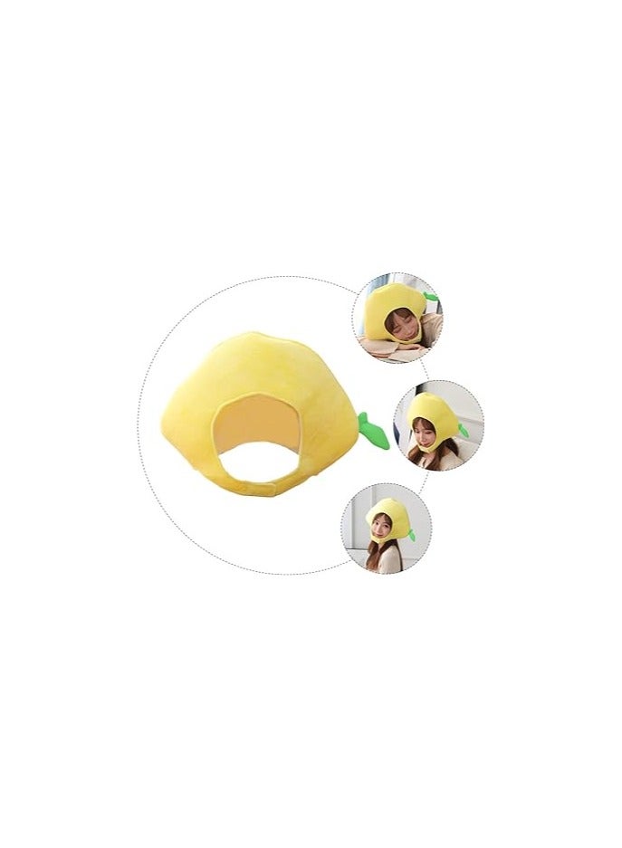SYOSI Lemon Head Cover, 1 Pack Lemon Hood, Adorable Yellow Lemon Beret for Children, Soft PP Cotton Hood, Comfortable Plush Party Hat, Fun Costume Accessory for Kids, for Dress-Up and Photo Props, One Size - Image 3