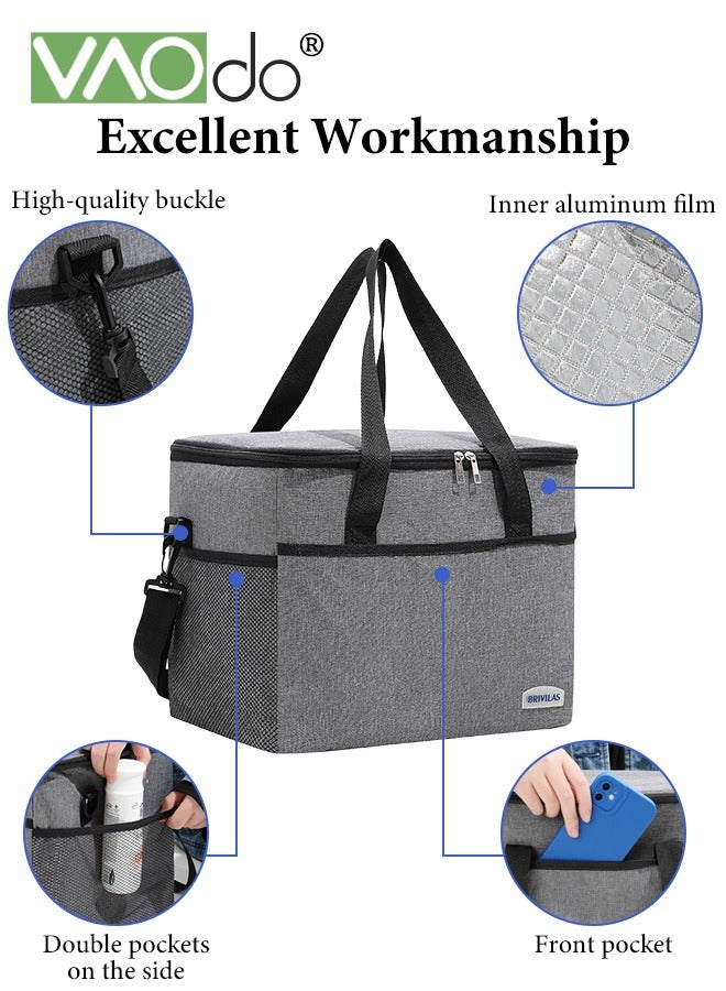 VAOdo 22L Lage Lunch Box Bag Reusable Insulated Tote Bags Picnic Ice Cooler, Leak Proof Shoulder Strap Adjustable for Men Women  - Image 5