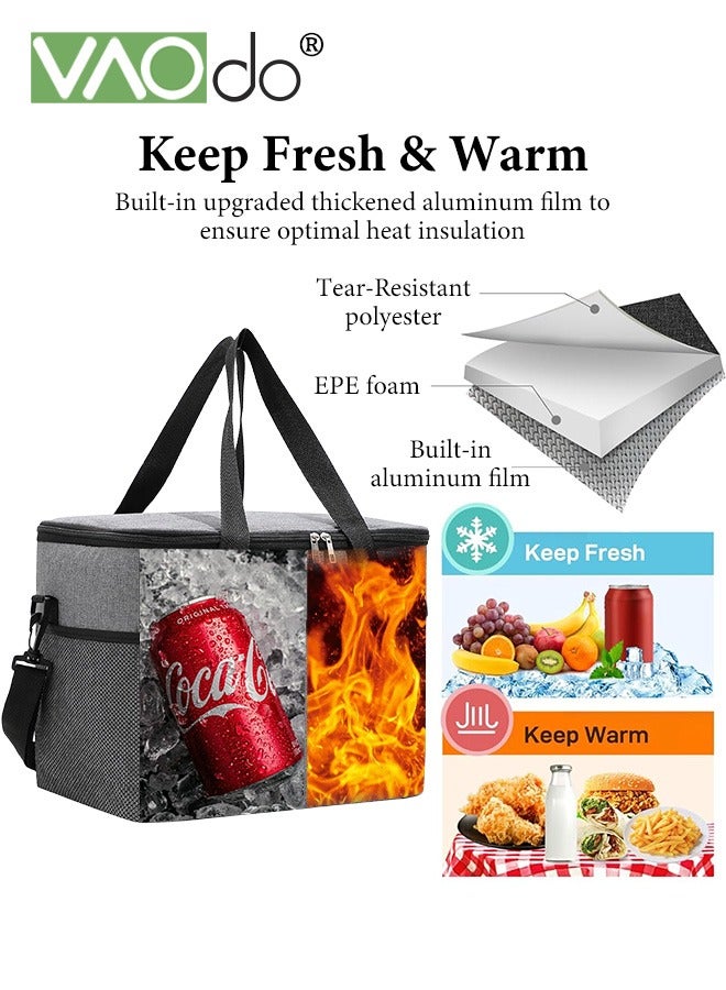 VAOdo 22L Lage Lunch Box Bag Reusable Insulated Tote Bags Picnic Ice Cooler, Leak Proof Shoulder Strap Adjustable for Men Women  - Image 3