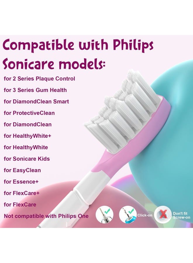 Ofashu Kids Replacement Toothbrush Head for Sonicare: Ofashu Children Sonic Electric Toothbrush Brush Head for Philips 6321 6340 6032/94 6042, 8 Packs for Boys Girls 7+, Pink & Green - Image 2