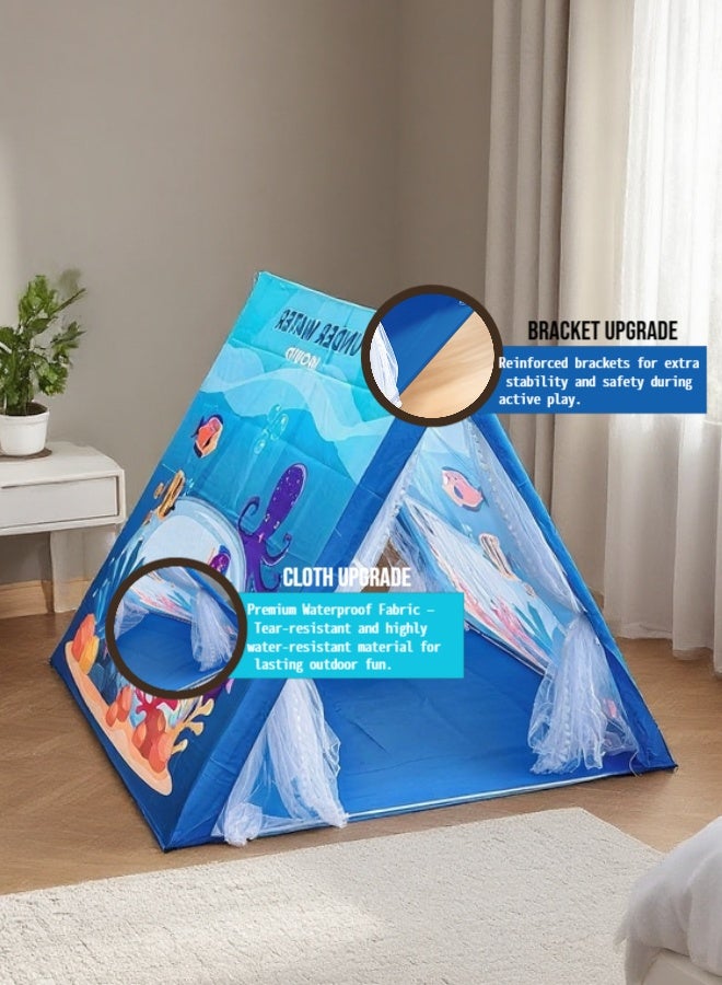 ملقط خيمة أطفال قبة مغامرات المحيط - مقاس كبير ١.٢x١.٢ متر، مضادة للماء وإطار فولاذي متين، هدية للأولاد والبنات للداخل والخارج - Image 4