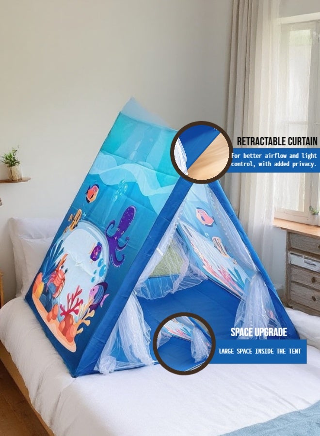 ملقط خيمة أطفال قبة مغامرات المحيط - مقاس كبير ١.٢x١.٢ متر، مضادة للماء وإطار فولاذي متين، هدية للأولاد والبنات للداخل والخارج - Image 3