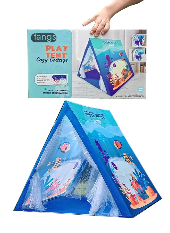 ملقط خيمة أطفال قبة مغامرات المحيط - مقاس كبير ١.٢x١.٢ متر، مضادة للماء وإطار فولاذي متين، هدية للأولاد والبنات للداخل والخارج - Image 1