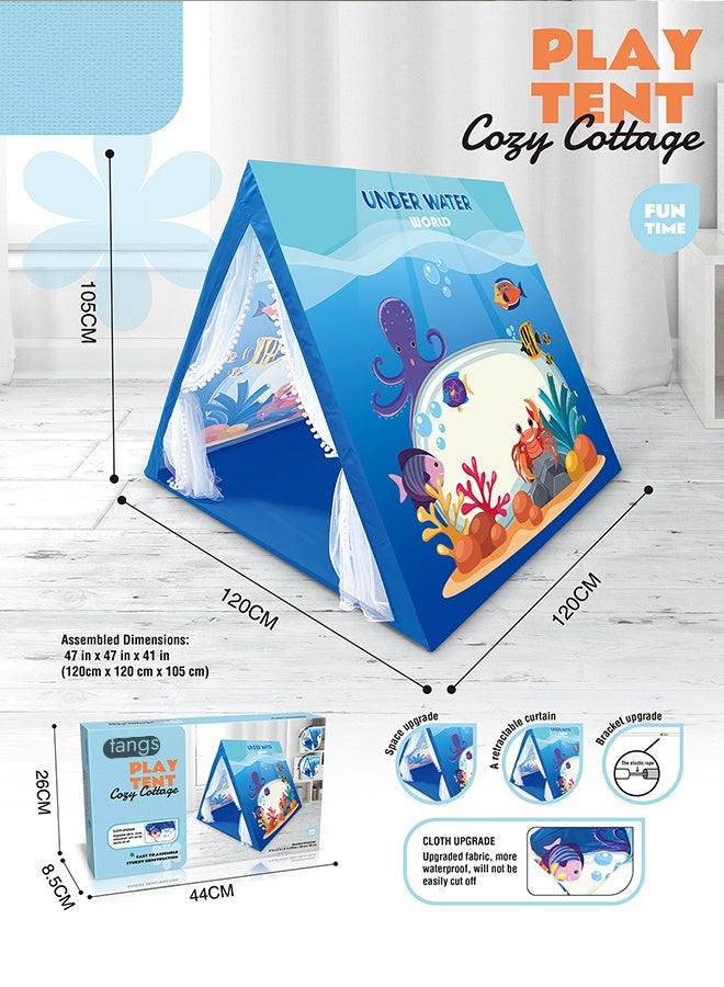 ملقط خيمة أطفال قبة مغامرات المحيط - مقاس كبير ١.٢x١.٢ متر، مضادة للماء وإطار فولاذي متين، هدية للأولاد والبنات للداخل والخارج - Image 5