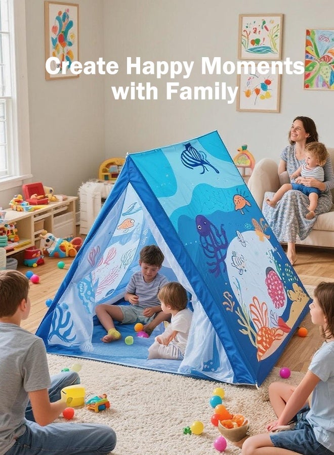 ملقط خيمة أطفال قبة مغامرات المحيط - مقاس كبير ١.٢x١.٢ متر، مضادة للماء وإطار فولاذي متين، هدية للأولاد والبنات للداخل والخارج - Image 2