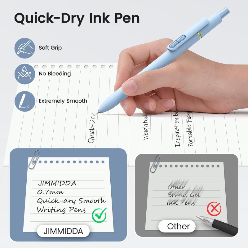 JIMMIDDA 8Pcs Black Gel Pens - 0.7mm Medium Point Black Ink Pens | Smooth Writing - Quick Drying Retractable Pen for Men Women (Morandi - 8Pcs) - Image 4