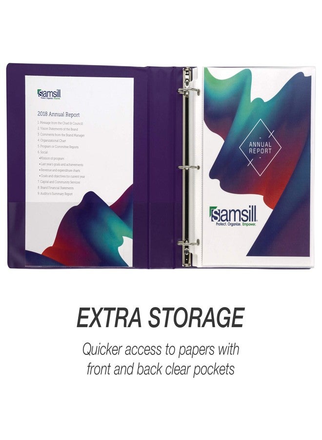 سامسيل مجلد سامسيل الاقتصادي ذو 3 حلقات مقاس 1.5 بوصة، صنع في الولايات المتحدة الأمريكية، مجلد ذو حلقات دائرية، غلاف غير لاصق قابل للتخصيص، بنفسجي (18508) - Image 4