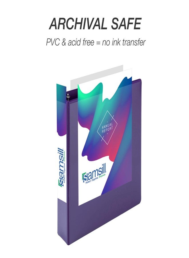 سامسيل مجلد سامسيل الاقتصادي ذو 3 حلقات مقاس 1.5 بوصة، صنع في الولايات المتحدة الأمريكية، مجلد ذو حلقات دائرية، غلاف غير لاصق قابل للتخصيص، بنفسجي (18508) - Image 5